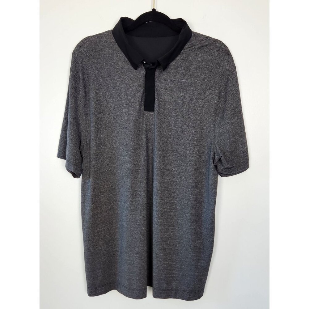 Lululemon Men's Precision Polo Shirt In Black / Soot, No Size Tag, Athleisure